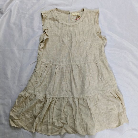 New In Tan Ruffled Babydoll Dress Women's Size Large Brand New with Tags - Picture 3 of 5